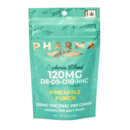 PharmaTHC Euphoria Blend Gummies – Pineapple Punch (1000 mg Delta 8 + 240 mg Delta 9 + 660 mg Delta 10 + 500 mg HHC Total)