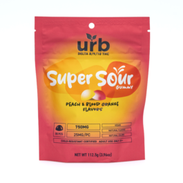 Urb Delta 8 / Delta 9 / Delta 10 THC Super Sour Gummies – Peach and Blood Orange (750 mg Total Cannabinoids)